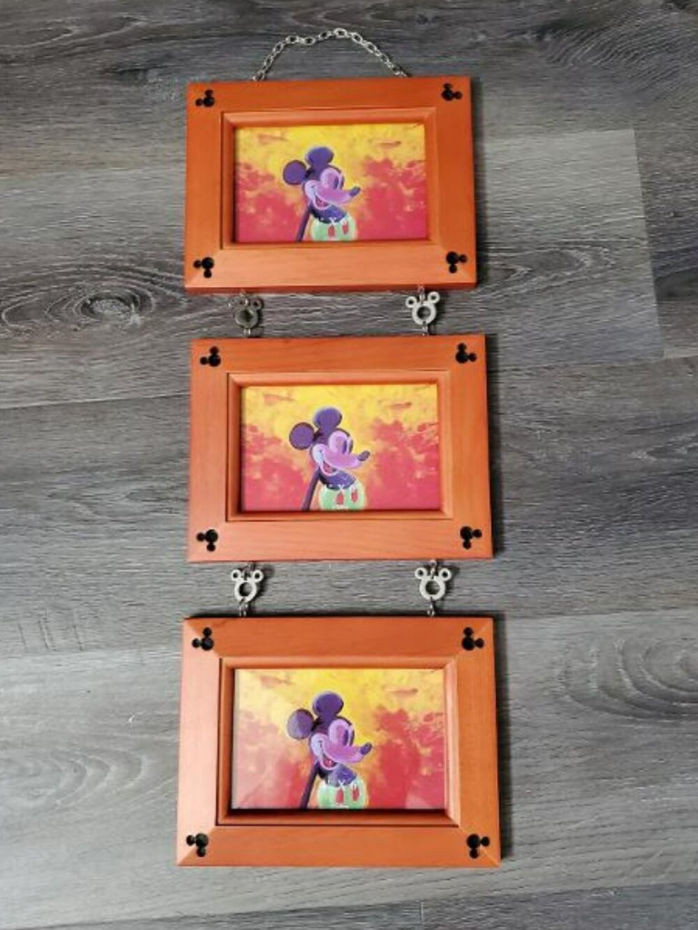 Disney Parks Hidden Mickey 3 Wood Hanging Picture Frames